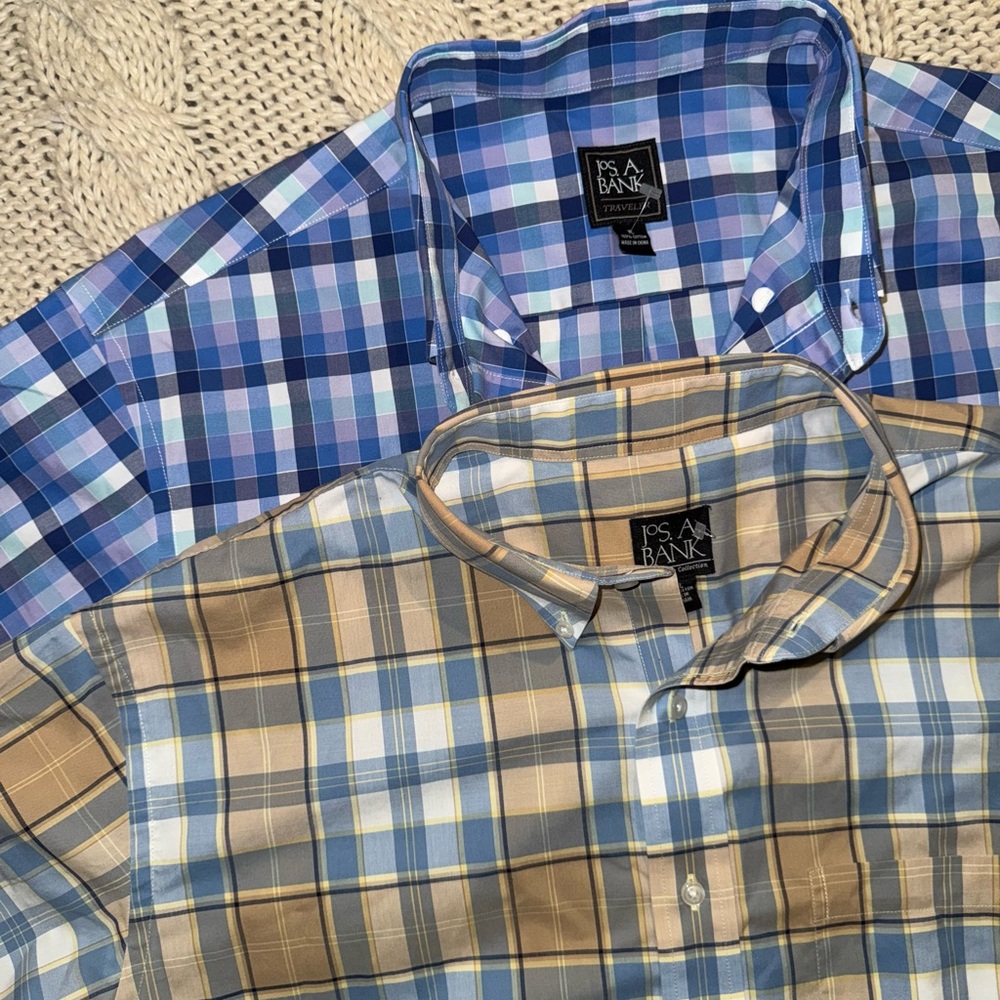 Jos. A. Bank Blue and Tan Checkered Shirts bundle